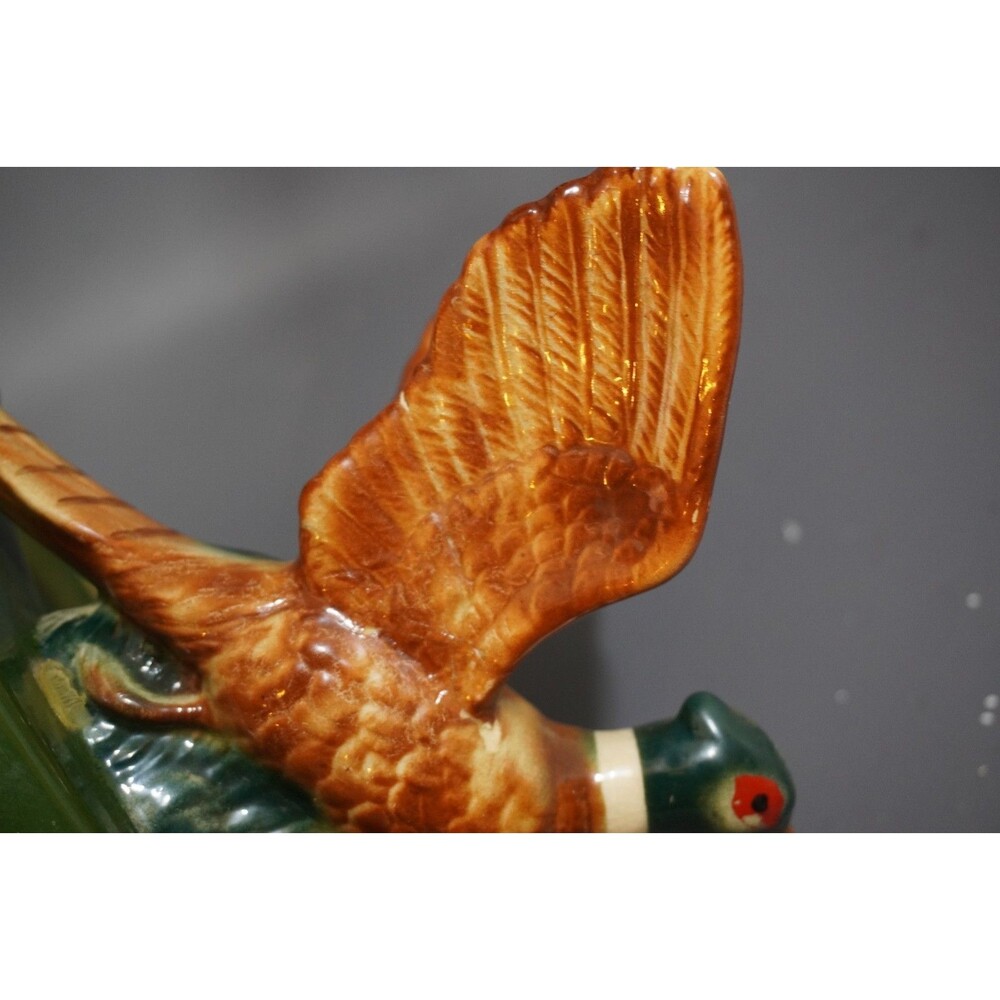 Vintage Ceramic Pheasant Bird Ashtray Ring Pin Dish Figurine Green Gold Base MCM - Picture 4 of 9